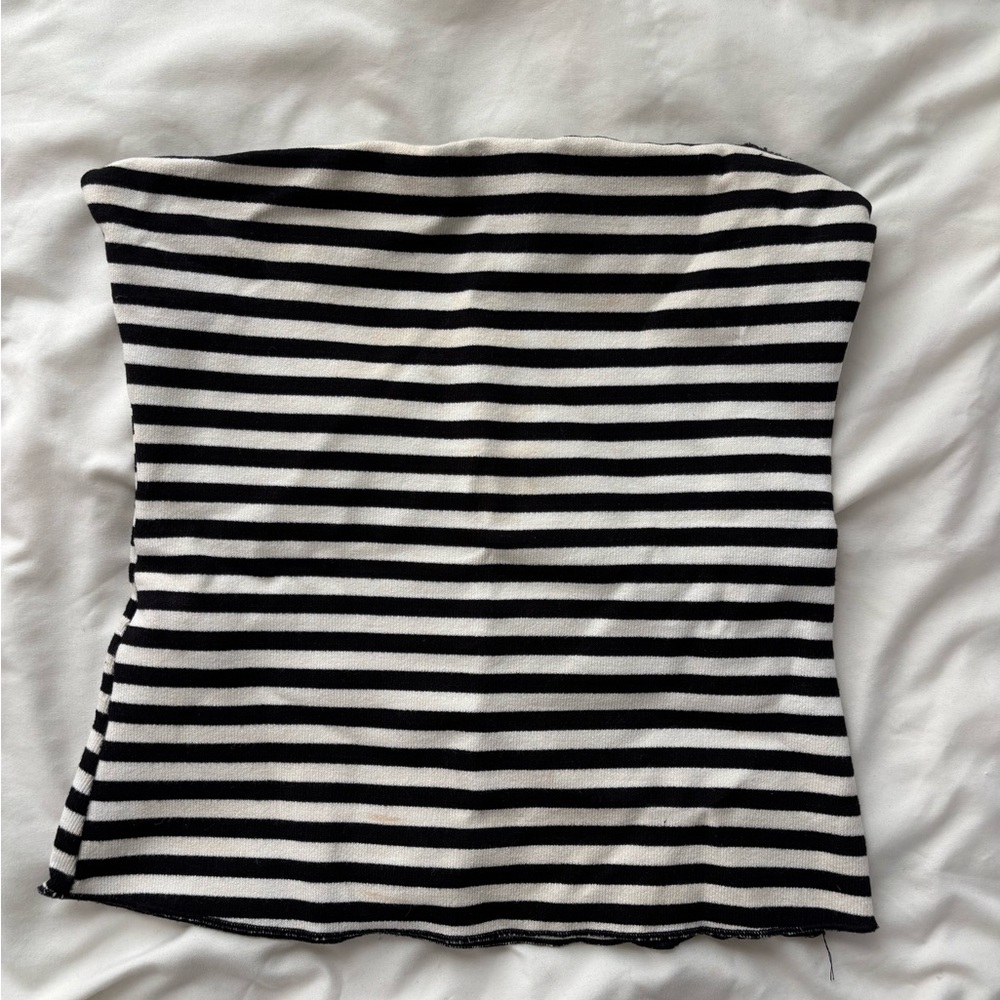 Zara Black and White Striped Crop Top
